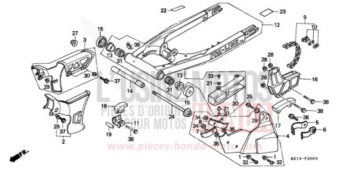 FORCELLONE/COPERCHIO CATENA (XR250RE/RF) XR250RF di 1985